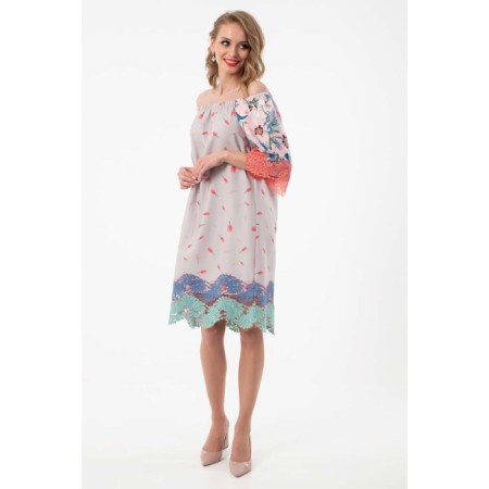 Women's dress, size 42, beige color-2