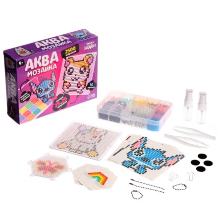 Aquamosaic in a container, 2500 balls, 10 stencils, 2 basics-2