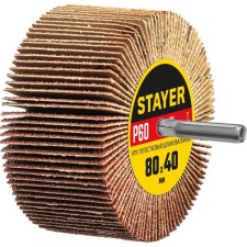 Круг лепестковый шлифовальный STAYER 36609-060, P60, d шпильки = 6 мм, 80 х 40 мм