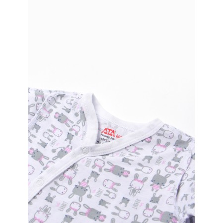 Children's overalls with scratches "Bunny", white/pink color, height 56-1