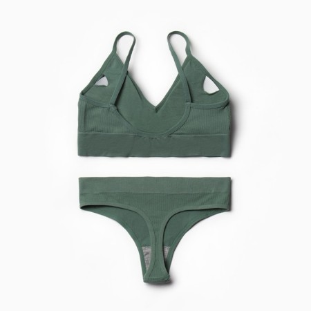Female set (top, thongs), green color, One size (42-46)-6