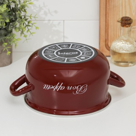 Spherical Poster "Bordeaux", 3.1 l, glass cover, induction, burgundy color-2