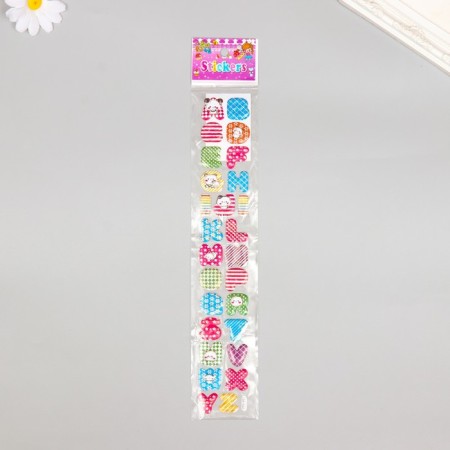 Stick plastic volumetric "Funny numbers/letters" with gold stroke mix 33.5x6 cm-3