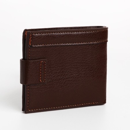Male purse on a magnet, department for bills, for maps, for coins, brown color-1