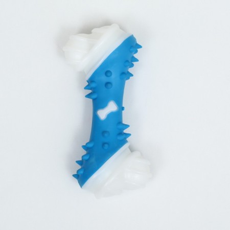 Two -layer toy (hard and soft plastic) "bone", 12 cm, blue-1