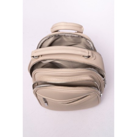 Women's backpack, eco -leather, ludor beige, 23x13x26 cm-4