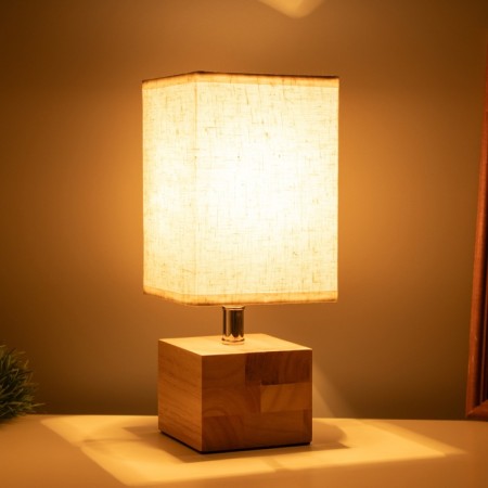 Table lamp "Cube" 1x40W E27 Light wood 11.5x11.5x27cm-1
