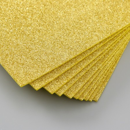 Foamiran glitter 2 mm, 20x30 cm, light golden-2