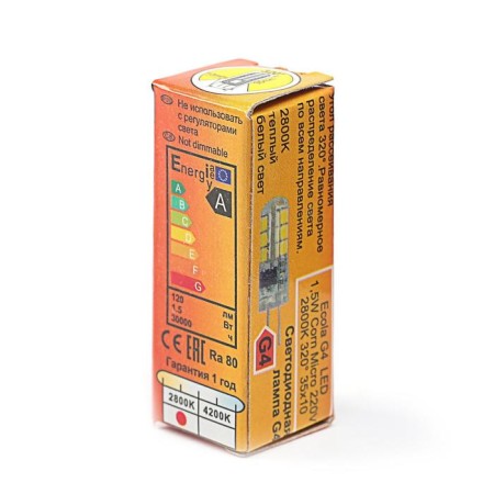 LED LED Ecola Corn Micro, G4, 1.5 W, 2800 K, 320 °, 35x10 mm-3