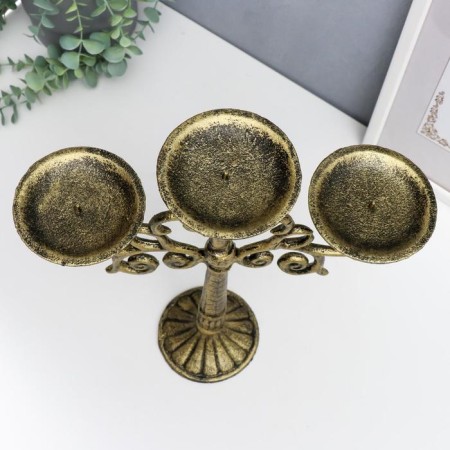 Cast iron candle for 3 candles "openwork" Golden Patina 32x24x9.5 cm-1