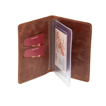 Covers for documents without fastening, genuine leather, brown color-1