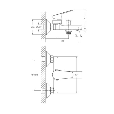 ESKO Saint-PETERSBURG SPB 54 bathtub mixer, with short surge, without accessories, chromium color 4-1