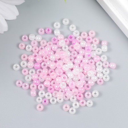 Glass beads 6/0 "pink melange" 10 g