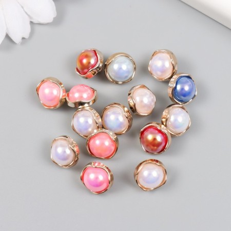 Button plastic for creativity "mother -of -pearl pearl" set of 15 pcs mix 1.2x1.2x1.1 cm