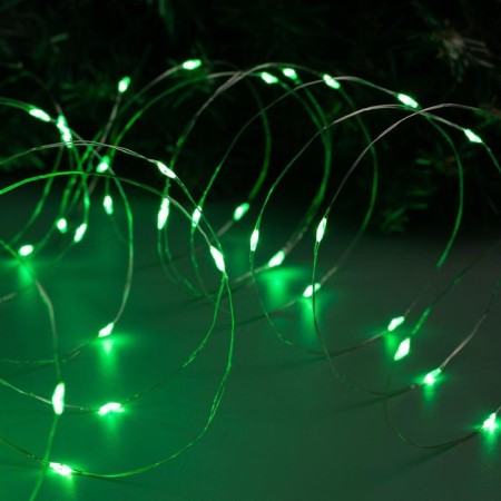 Garland "thread" 10 m dew, IP20, silver thread, 100 LED, green glow, 12 V-2