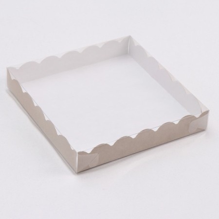 Box for cookies with PVC lid, craft, 18 x 18 x 3 cm-1