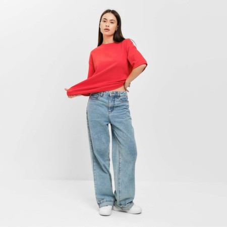 Women's T-shirt MIST BASIC, S-M size, red color-4