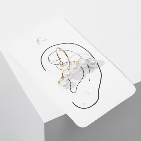 Earring "Kaff" Pearl thread, white color in gold-2