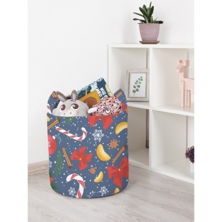 Basket for toys "New Year's pattern with poinsettia, size 35x35 cm