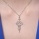 Lotus pendant with patterns, silver color, 46 cm