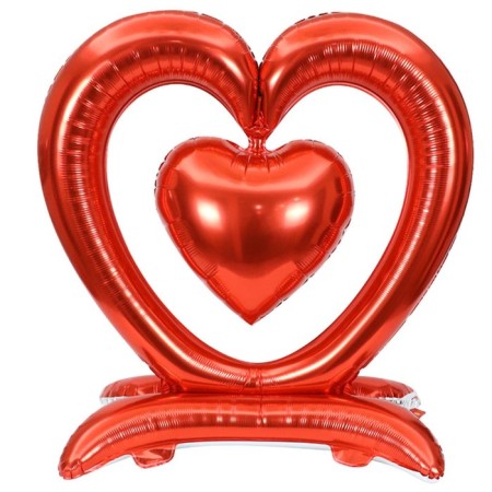 Foil ball 36 "heart", on a stand, red, under the air-1