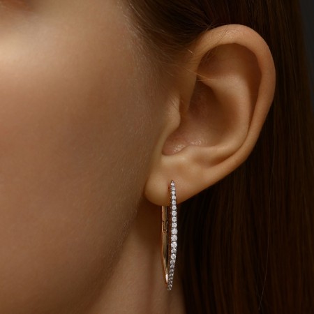 Earrings with rhinestones Xuping harp, path, white color in pink gold-2
