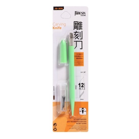 Chancellery knife, blade 4 mm, (scalpel shape) Plastic/metal housing, 12 interchangeable blades, Mix case-12