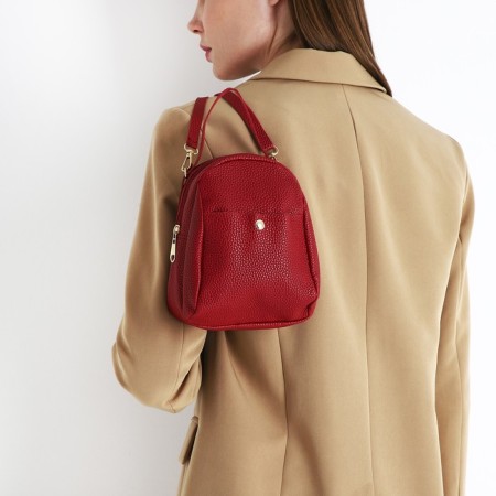 Women's backpack of artificial leather with lightning, 1 pocket, red color-5