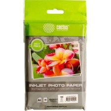 Photo paper for jet printing A6 (100 x 150 mm), 50 sheets Cactus, 180 g/m2, one -sided, glossy, in the bag
