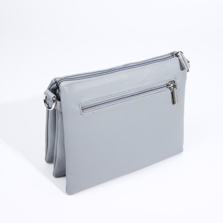 Bag Cross-Bodi with a zipper, 2 external pockets, the color of a gray-blue-1