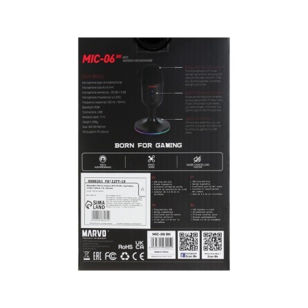 Microphone Marvo Mic-06 BK, stand, 3.5mm, cable 1.8, black-5