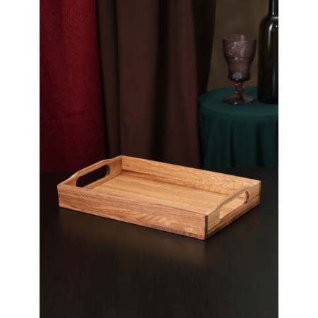 Tray with pens "retro", 35 × 23 × 5 cm, solid oak-2