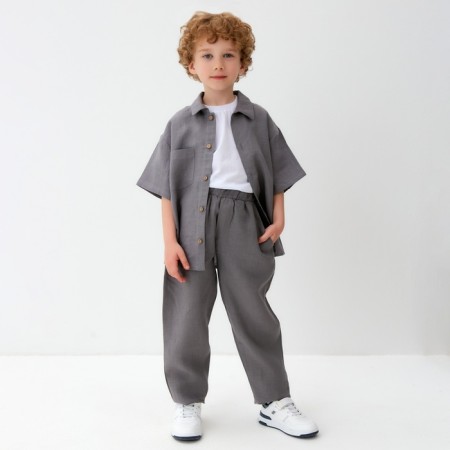 Pants for the boy KAFTAN LINEN, p. 36 (134-140), gray-1