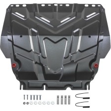 Защита картера и КПП Автоброня для Ford C-MAX 2003-2010/Focus II, III 2005-2019/Grand C-MAX II 2010-2015/Kuga I 2008-2013, сталь 1.5 мм, с крепежом, 111.01850.1
