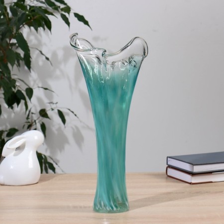 Vase "Wave" h 400 mm. (into glassbreed) green.-1