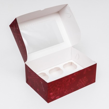 Packaging for 6 cupcakes with the "Happy New Year" window, 25 x 17 x 10 cm-2