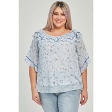 Блузка женская, размер 60, цвет голубой