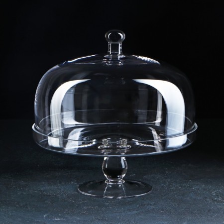 Cake stand on a leg with a glass cover Magistro "Madeus", 28 × 28 cm