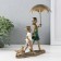 Polystone souvenir "Children walk under an umbrella, with a puppy" Bronze 18x9.5x21.5 cm