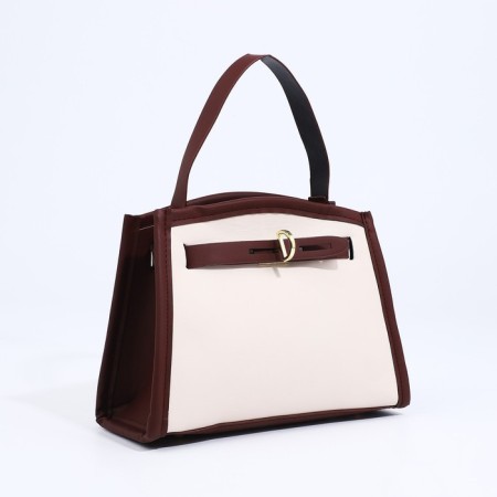 Cross-Bodi Bag on a zipper, white/brown color-2