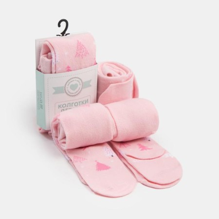 Pantyhose crumb I "Christmas trees", pink, height 74-80 cm