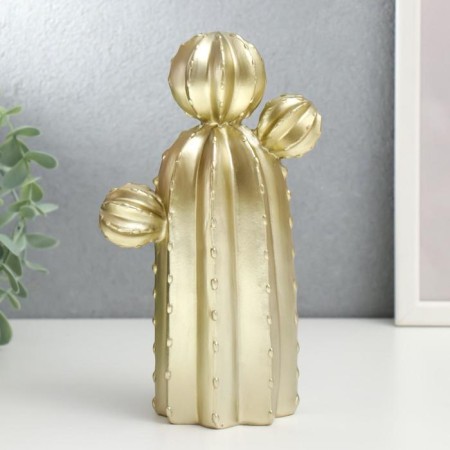 Souvenir Polystone "Golden Cactus" 20.5x8x8 cm-2