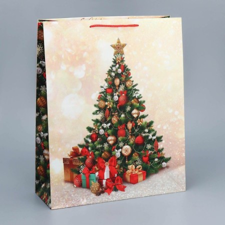 Package Gift New Year Laminated "Heat in the House", XL 40 x 49 x 19 cm, New Year-1