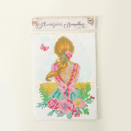 Diamond mosaic with partial filling on the canvas "Girl", 15 x 21 cm-3