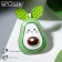 Avocado brooch with ears, colored in silver
