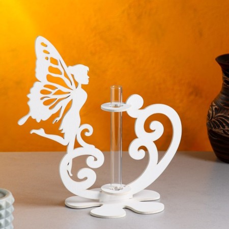 Kashpo wooden 13.5 × 13 × 24 cm with 1 flask "Fairy", white give beautifully-1