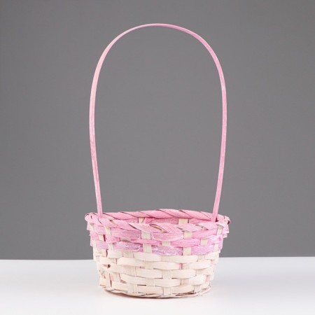 Wicker basket 19x9/34 cm, pink, bamboo