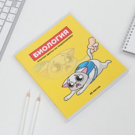 A notebook 48 sheets, A5, characters, with reference materials “September 1: Biology”, cover coated cardboard 230 gr., Inner block in a cage 80 gr., Beliac 96%-1