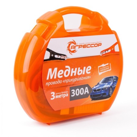 The wires are launch "aggressor", 100% copper, 300 a, frost -resistant, length 3 m., Plastic case-1