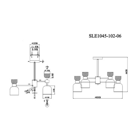 Ceiling EVOLUCE lamp. Sle1045-102-06. Vento. 6x40 watts, E14, 63x63x44 cm, chromium color-5